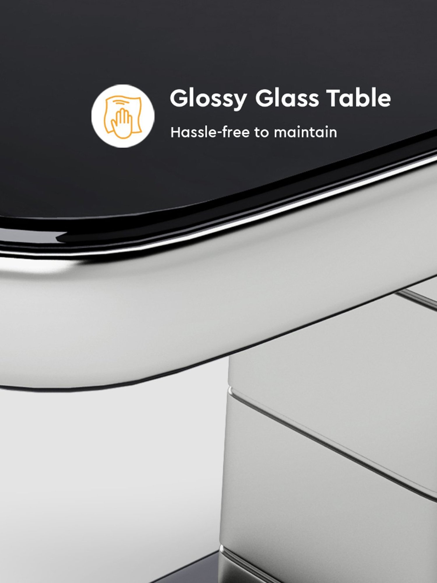 Godrej Interio Neo Apple Grey Tempered Glass 6 Seater Rectangular Dining Table Set