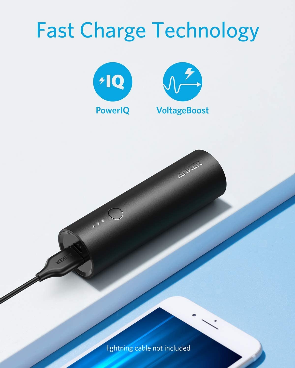 Anker PowerCore 5000 Portable Charger, Ultra-Compact External Battery with Fast-Charging Technology, Power Bank for iPhone, iPad, Samsung Galaxy and more