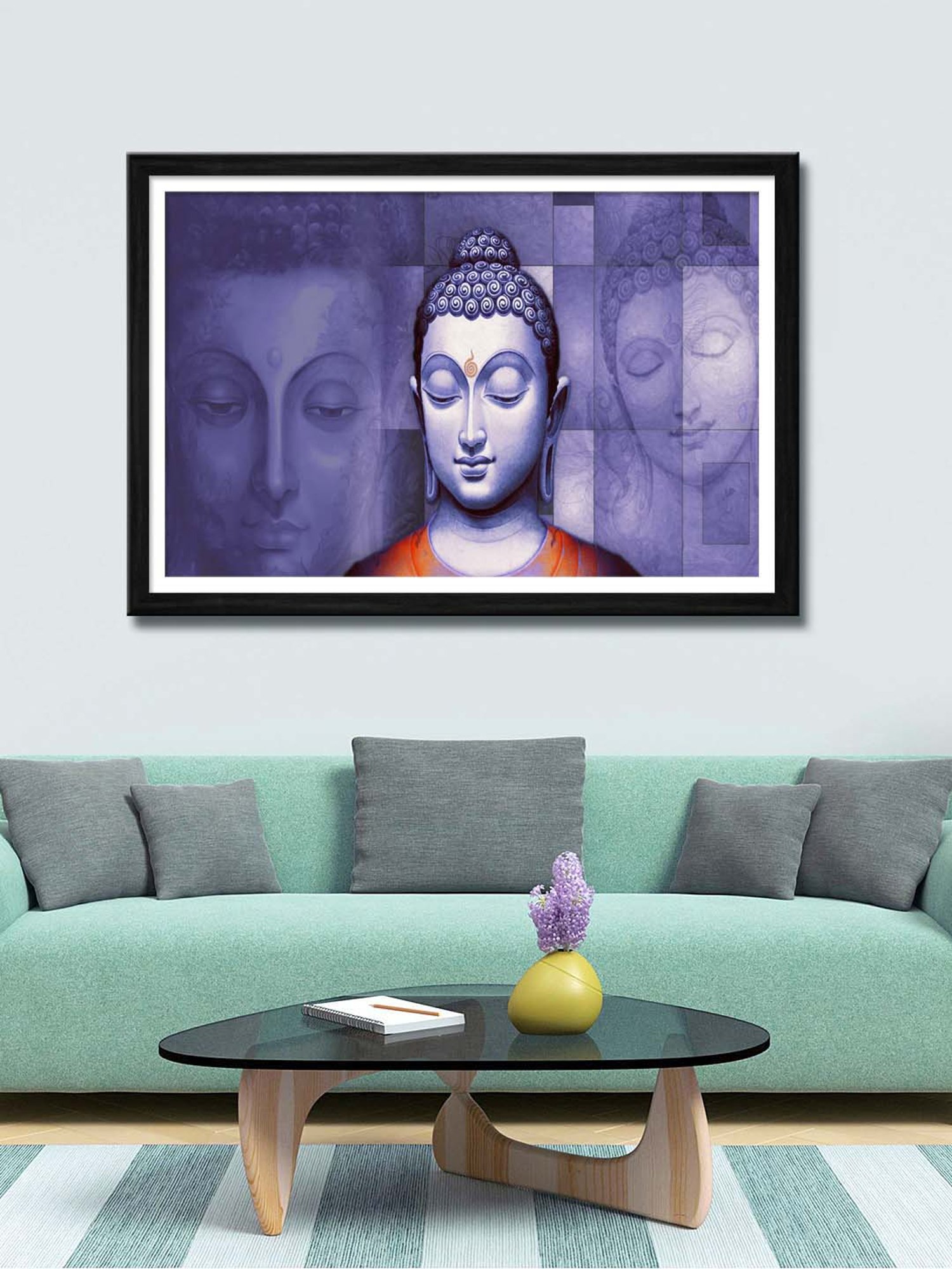 999store Purple & White Buddha Canvas Painting