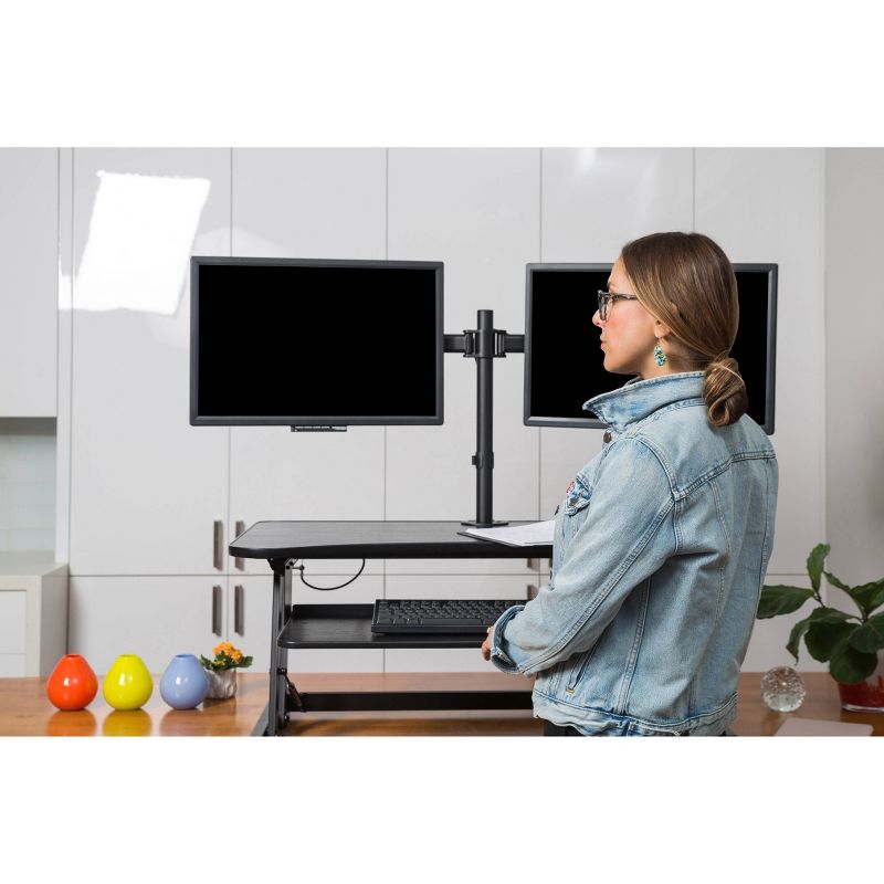 Deluxe Height Adjustable Computer Riser with Monitor Mount