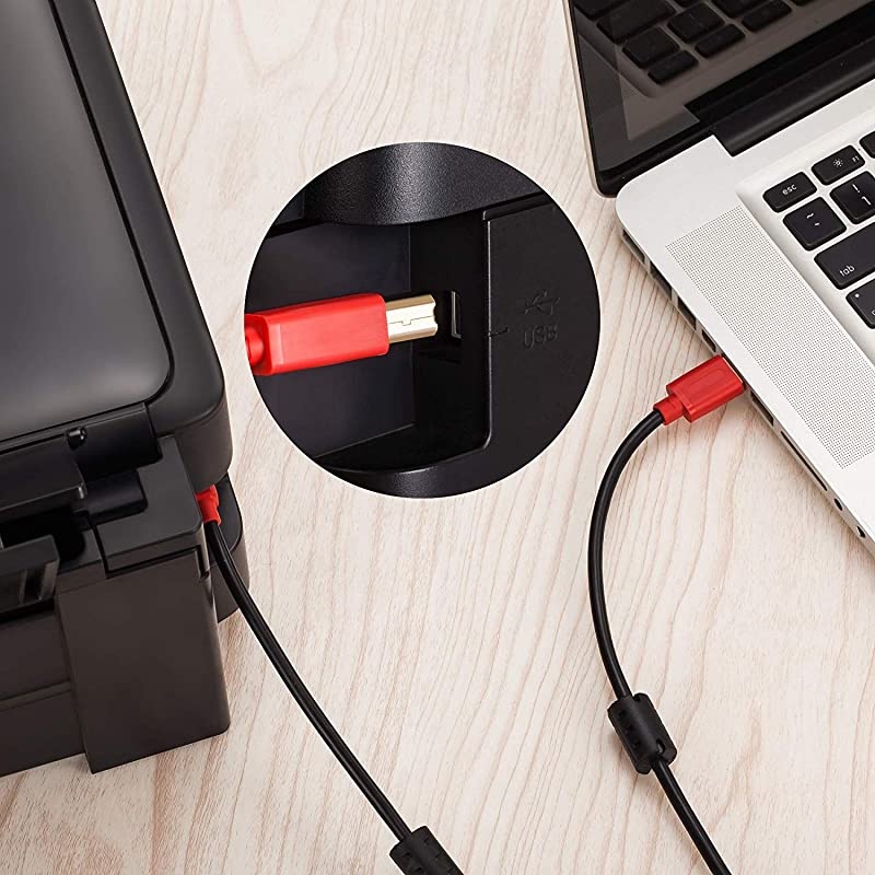 Printer Cable 30Ft USB 20 High Speed GoldPlated Connectors Printer Scanner Cable Cord A Male to B Male for HP Canon Lexmark Dell Xerox Samsung etc 30Ft Red