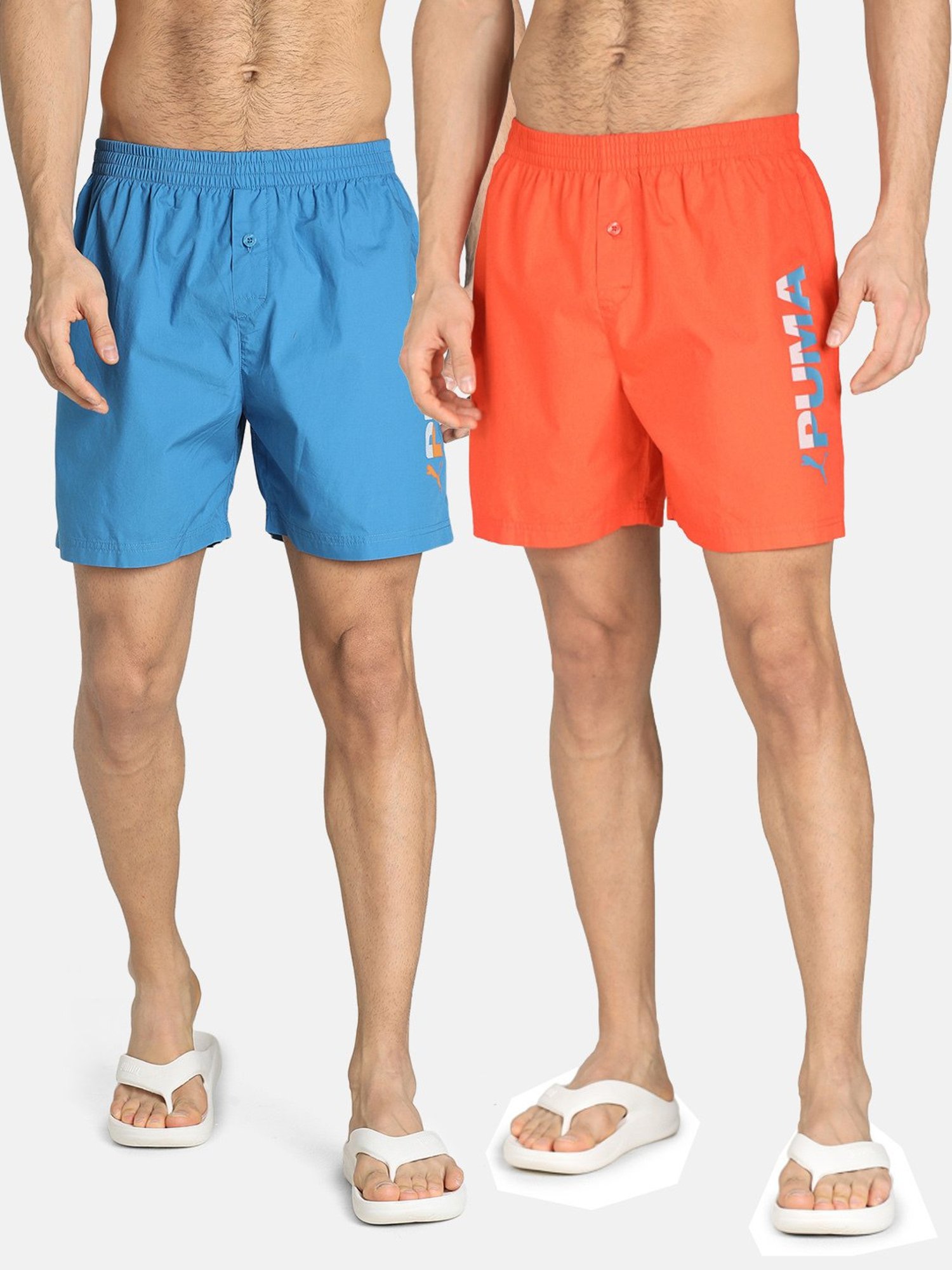 Puma Deep Apricot & Vallarta Blue Regular Fit Boxers - Pack Of 2
