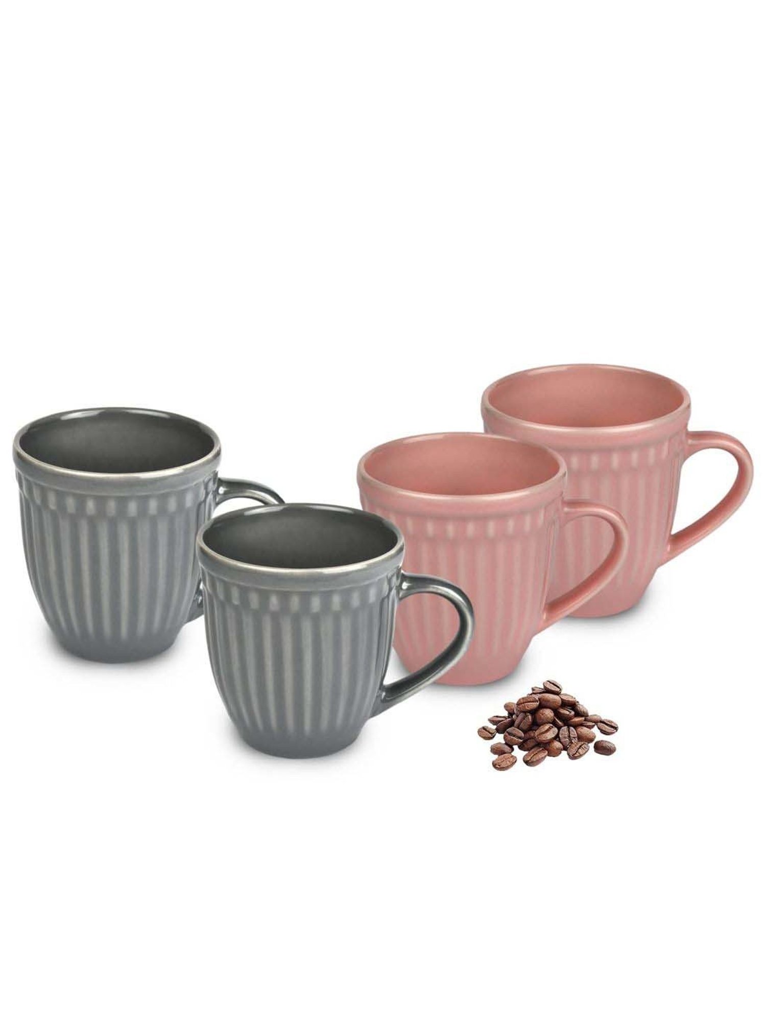 Urban Chef Pink & Grey Ceramic Handcrafted Microwave Safe Tea Cup - Set of 4