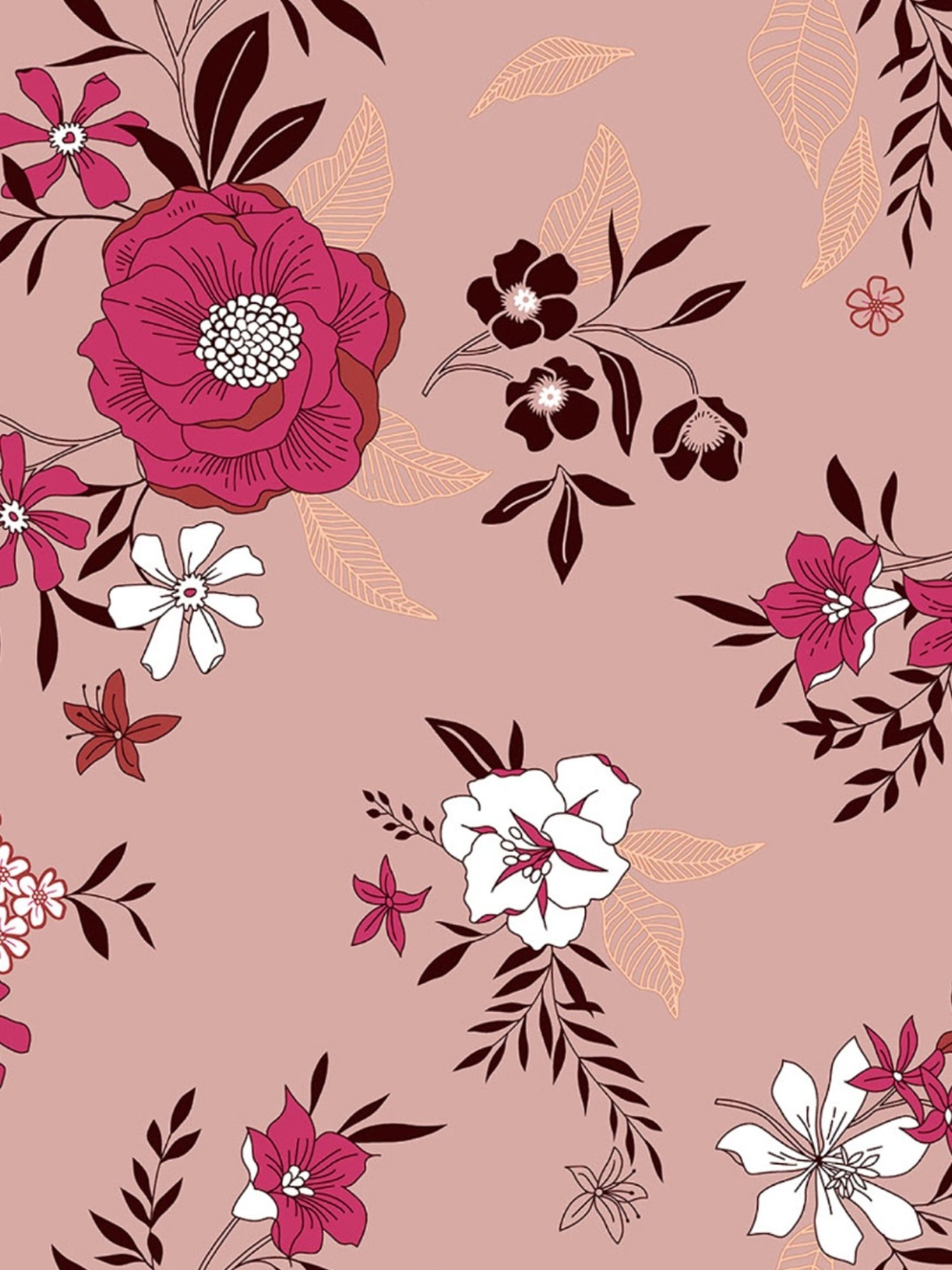 Welspun Floral Peach Microfiber Double Bedsheet with 2 Pillow Covers