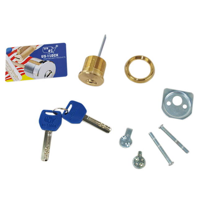 US-1 Lock (Like Mul-T-Lock) H1180315 Solid Rim/Mortise 1-1/8" Cylinder Combo (Interchangeable) Polished Brass US3 Finish With High Security 015 Keyway
