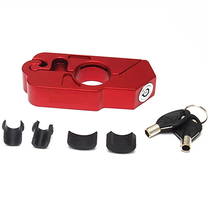 Motorcycle Handlebar Grip Brake Lever Lock,Anti Theft Security Caps-Lock (Red)