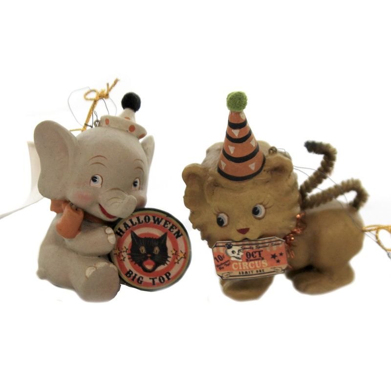 Halloween 3.0" Big Top Animals Circus Lion Elephant Monkey  -  Tree Ornaments