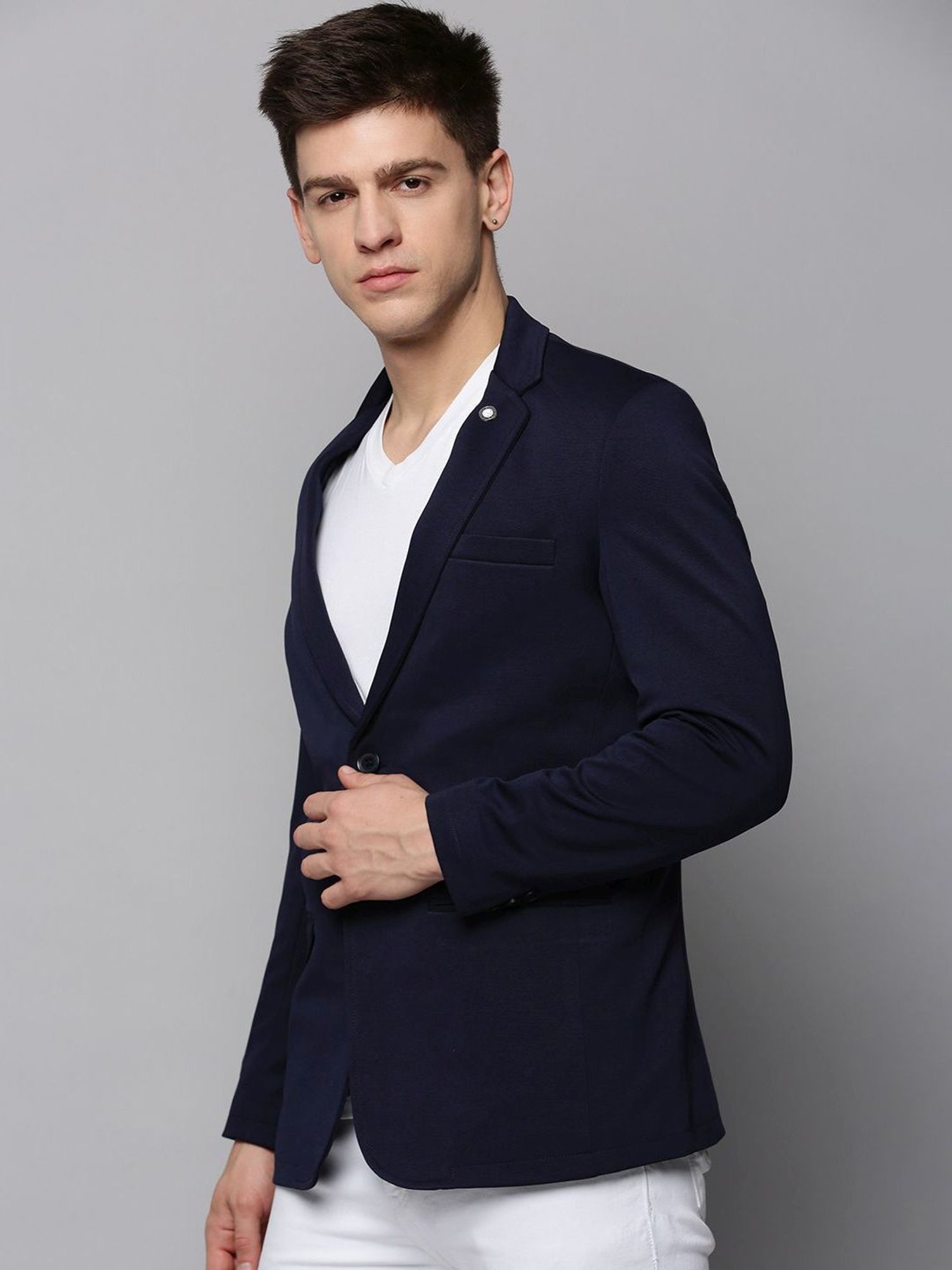 Louis Philippe Light Blue Regular Fit Blazer