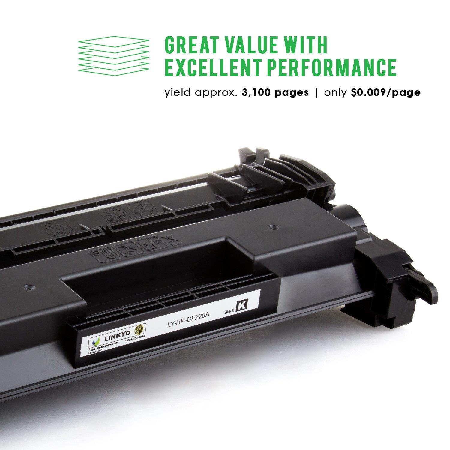 LINKYO Compatible Toner Cartridge Replacement for HP 26X CF226X (Black, High Yield)