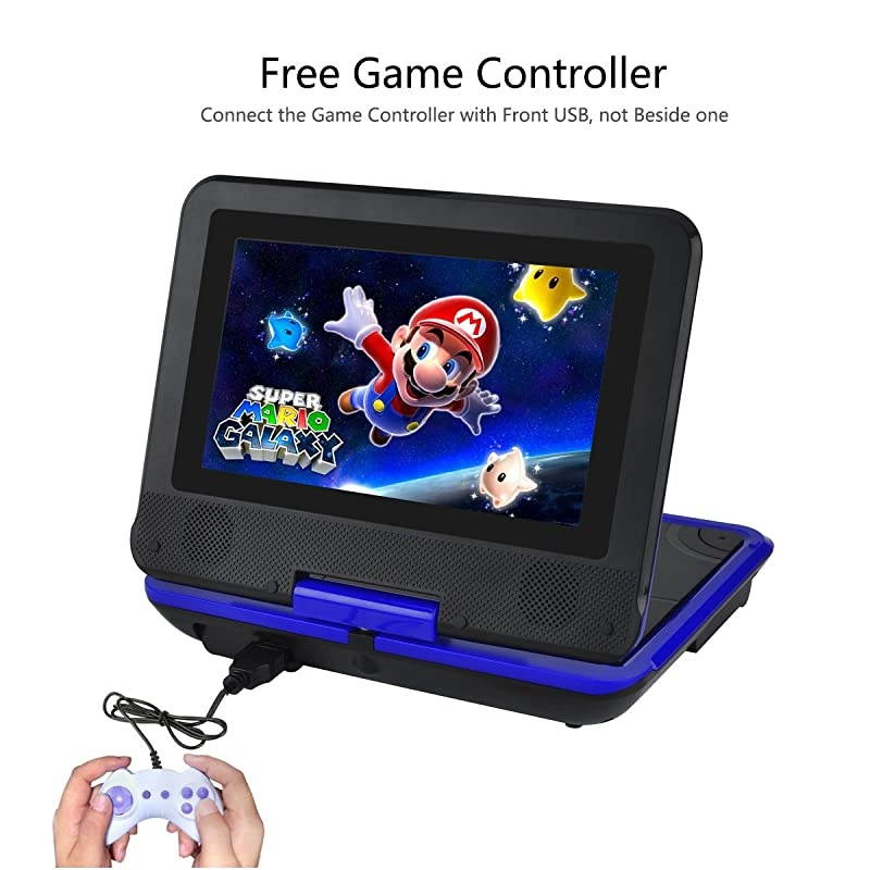 98 Portable DVD Player with 75 Swivel Screen 5 Hour Rechargeable Battery Support USBSD Card Direct Play in Formats AVIRMVBMP3JPEG Blue
