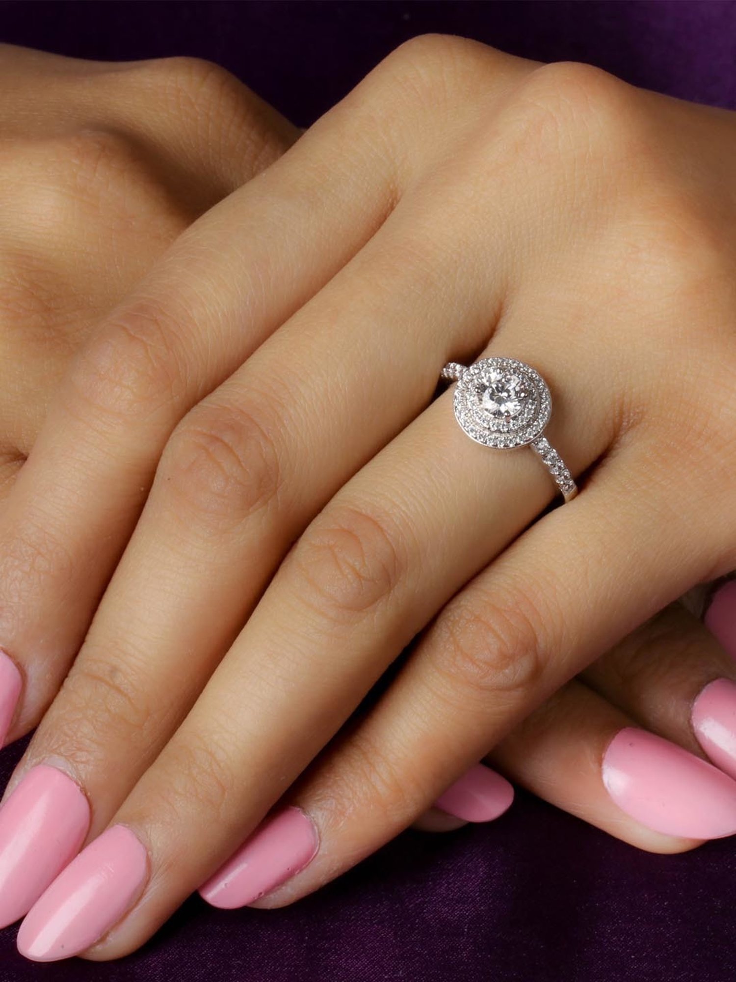 925 Silver AAA Grade American Diamond Solitaire Ring for Women & Girls