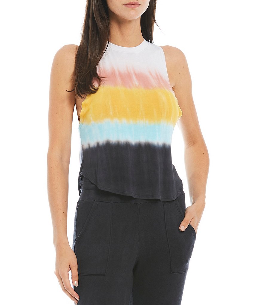 JALA Tie-Dye Print Knit Round Neck Muscle Lounge Sleeveless Coordinating Tank