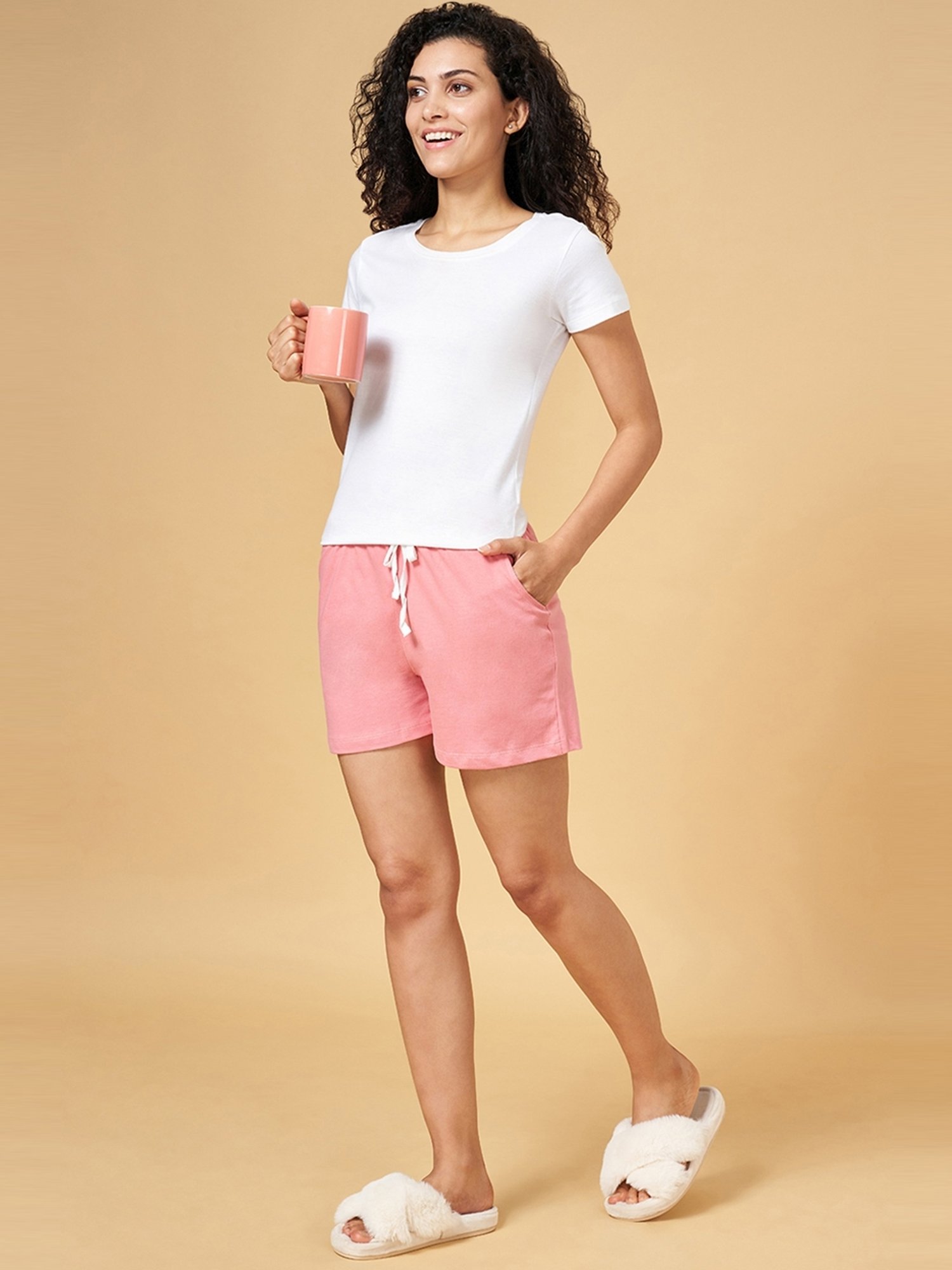 YU by Pantaloons Black & Pink Cotton Shorts - Pack Of 3