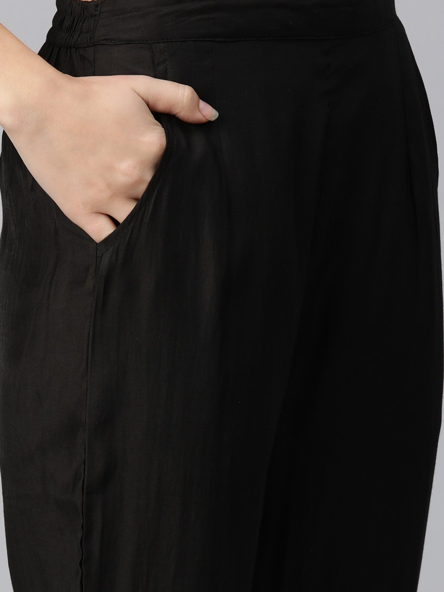 READIPRINT FASHIONS Black Embroidered Tunic Pant Set