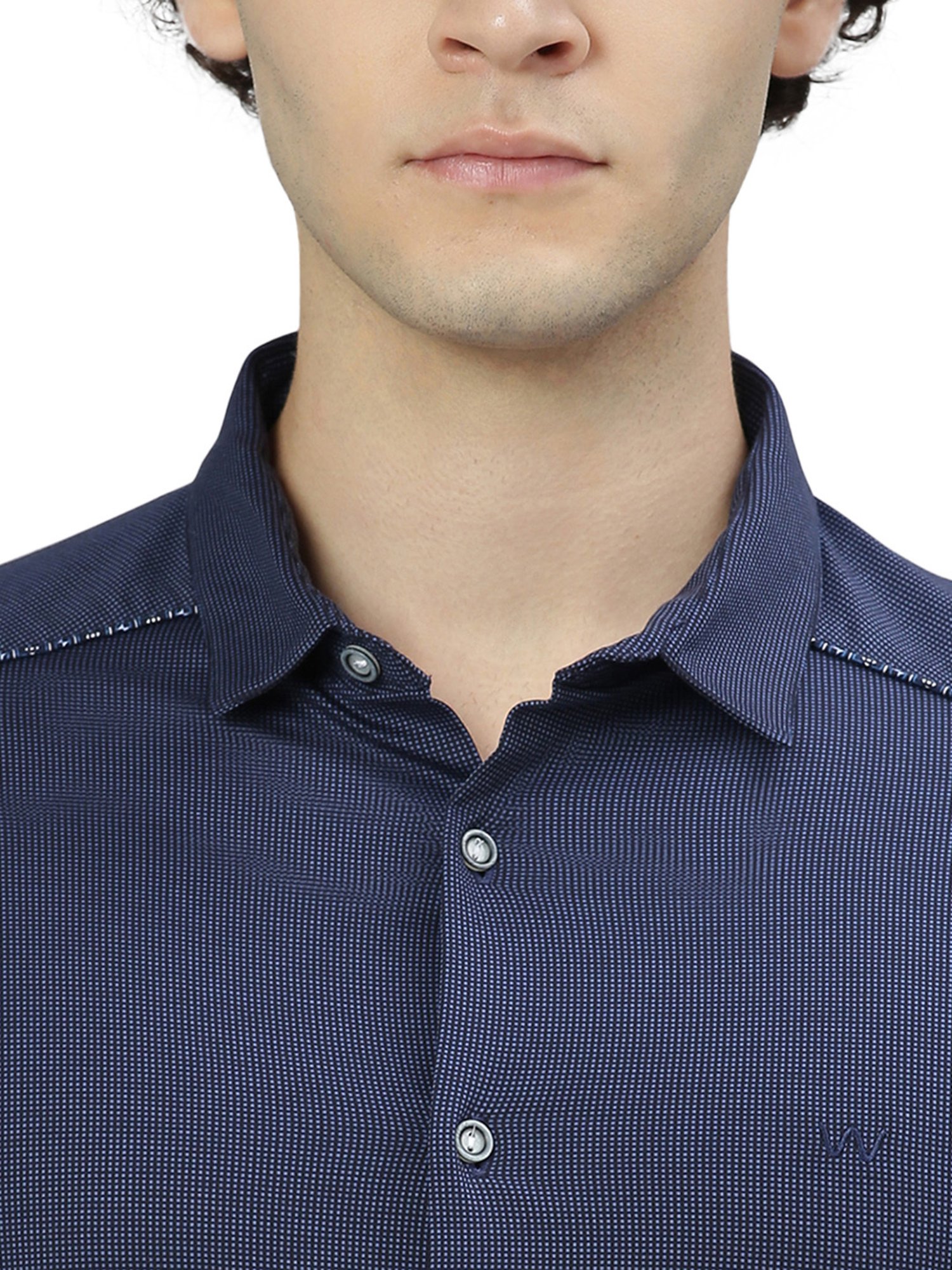 Slowave Navy Regular Fit Printed Shirt
