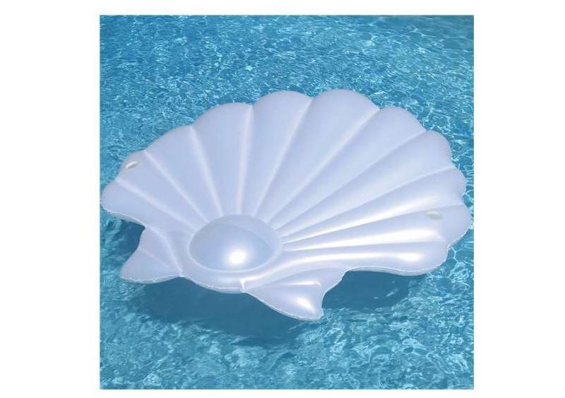 Swimline 82" Water Sports Inflatable Seashell Island Swimming Pool Raft Lounger - White