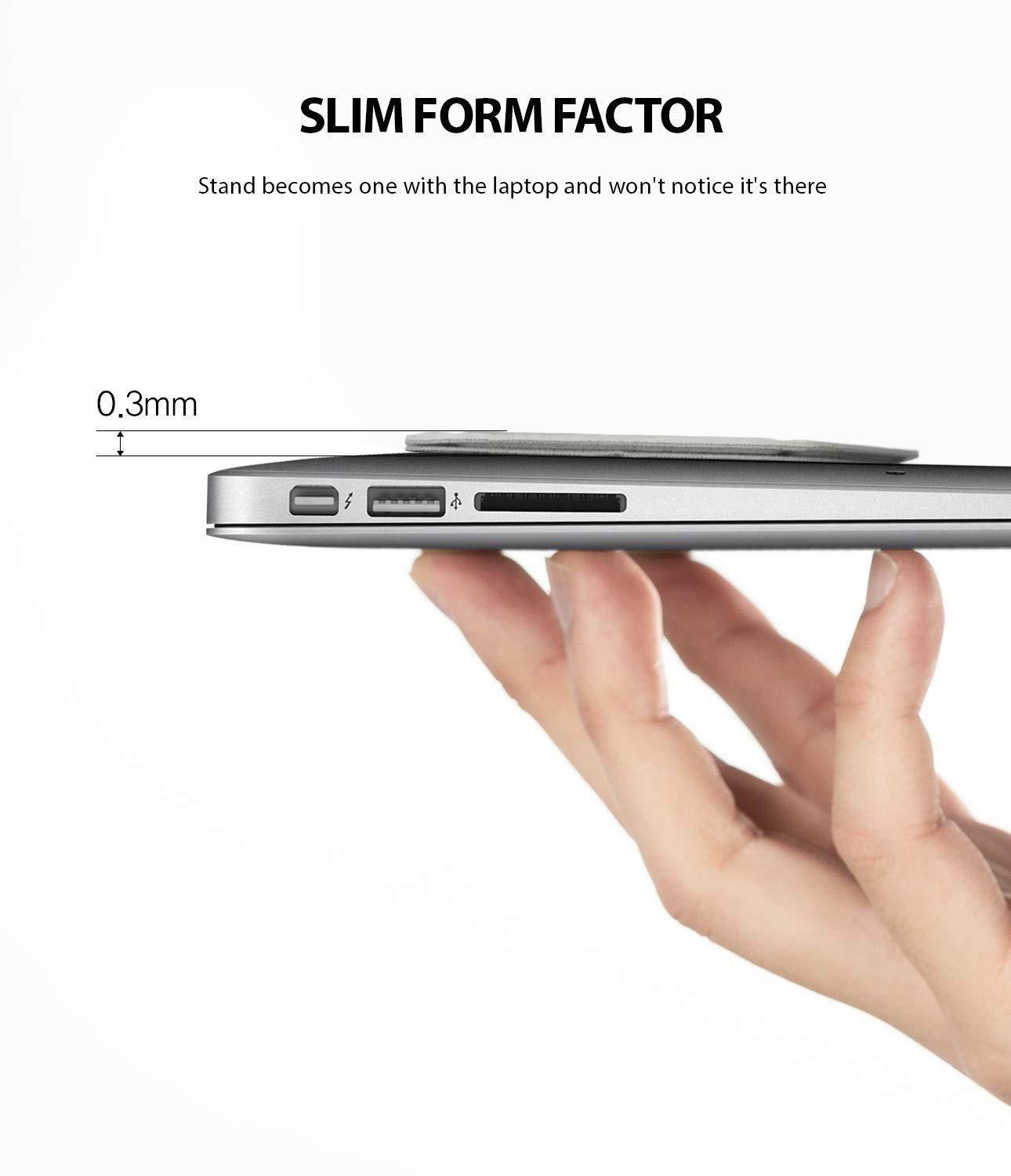 Ringke Laptop Stand [BLACK] Anti-Slide Smart Folding Portable Slim and Weightless Adhesive Stand for Laptop, iPad, Tablet, and More