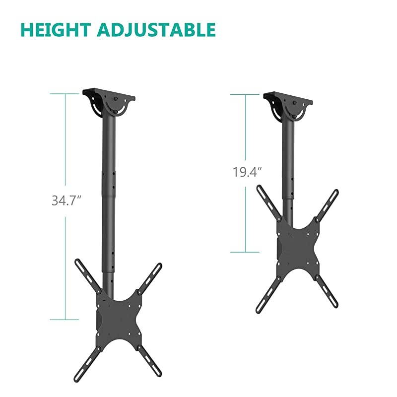 TV Ceiling Mount Adjustable Bracket Fits Most LED LCD OLED and Plasma Flat Screen Display 26 to 65 Inch up to 110 Lbs VESA 400x400mm CM2665 Black by