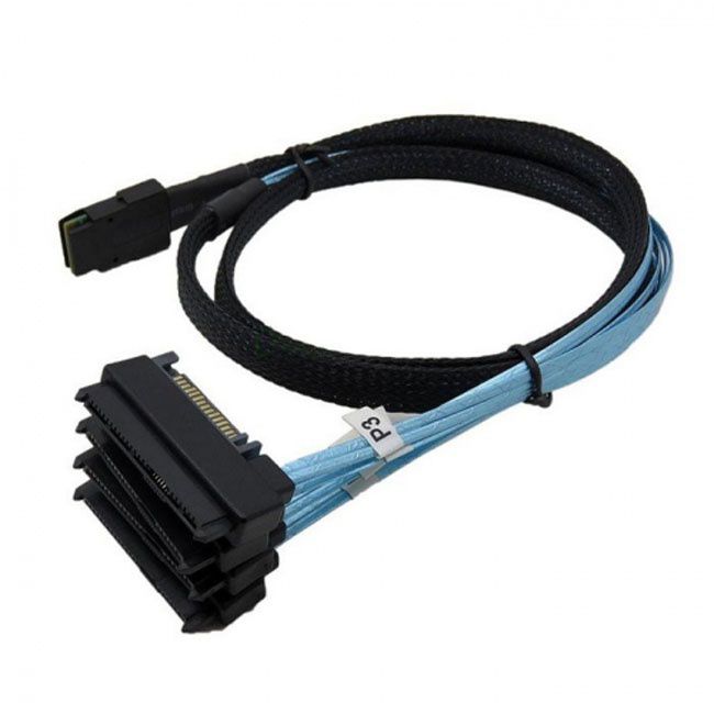 Jimier Internal 36 Pin Mini SAS SFF-8087 Host to 4 SFF-8482 Target SAS Hard Disk and SATA Power Cable 100cm SF-091-1.0M