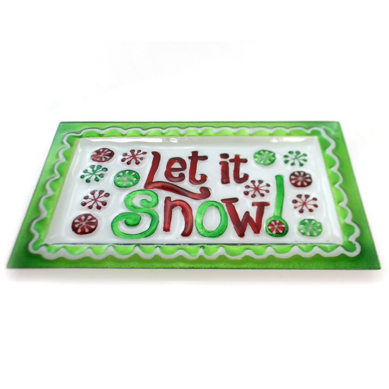 Tabletop Let It Snow Green Platter Christmas Dennis East Int'l  -  Serving Platters