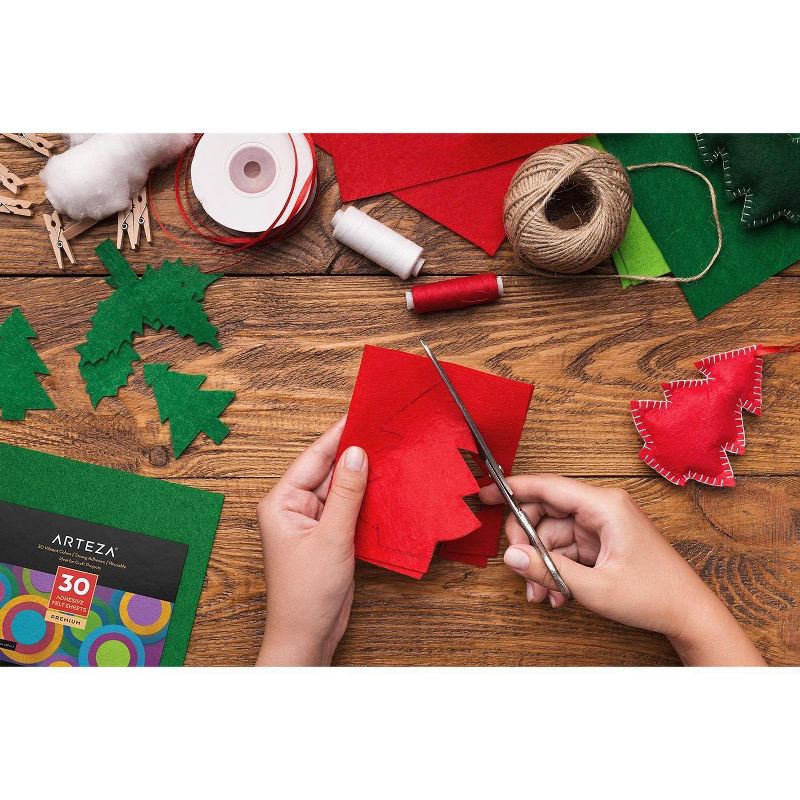 Arteza Adhesive Felt Fabric Sheets, Assorted Colors, 8.3"x11.8" - Set of 30 (ARTZ-8670)