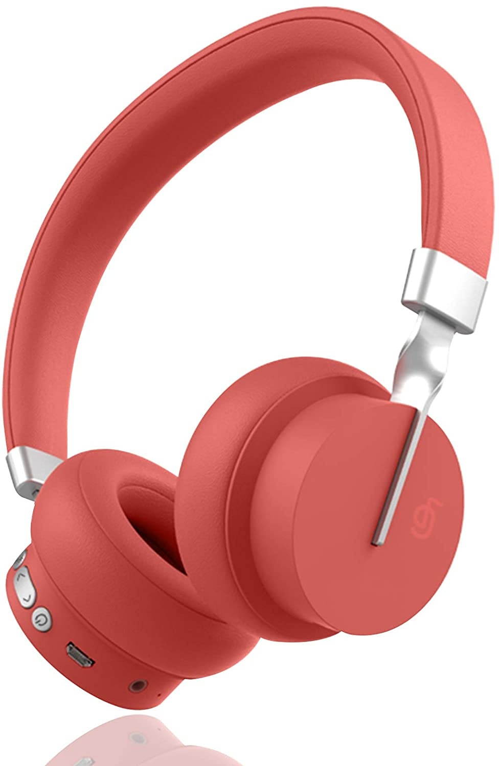 Fingertime P3 Wireless Headset On-Ear Headset 15H Playtime Hi-Fi Stereo Wireless Headsets Deep Bass Wired/Wireless Bluetooth Headphones Bluetooth 5.0 Wireless Headphones Built-in Mic (Red)