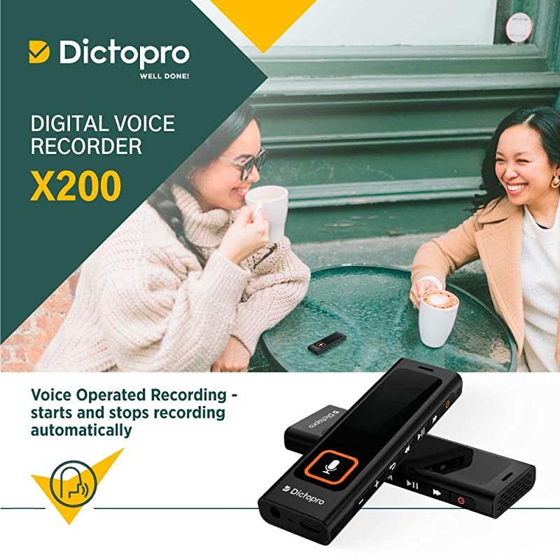 Voice Activated Recorder w/Password Protection - HQ Recording from 60ft, Record Lectures & Meetings, Sensitive Microphone, Automatic Noise Reduction, 582H Playback, Small & Portable, USB, 8G