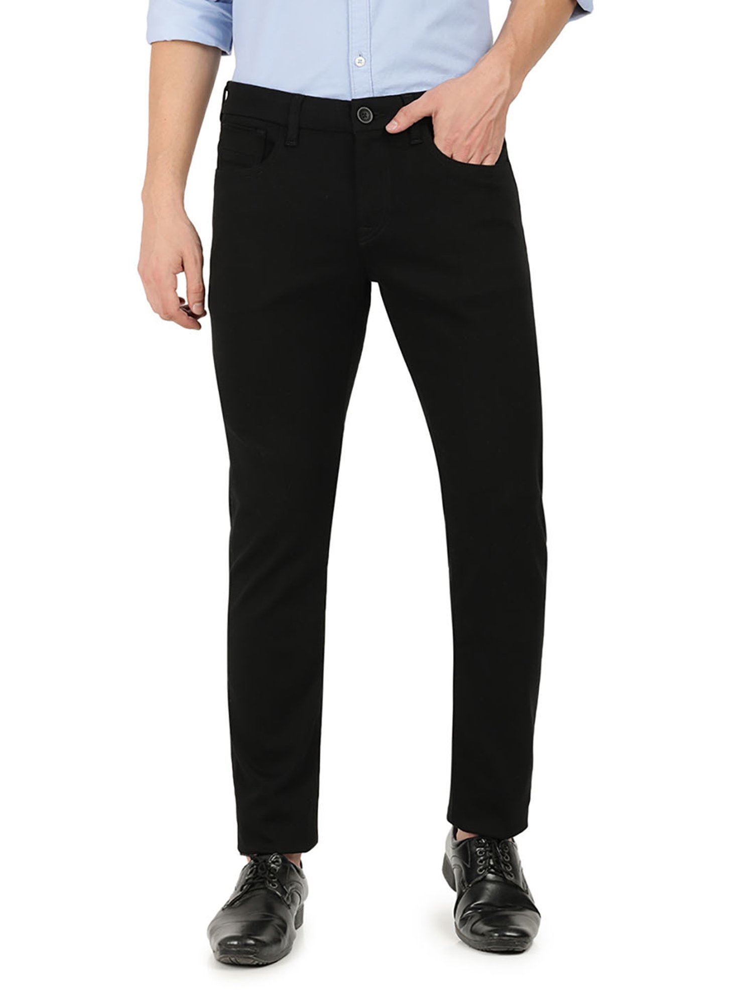 EVERBLUE Black Midrise Five Pocket Trousers