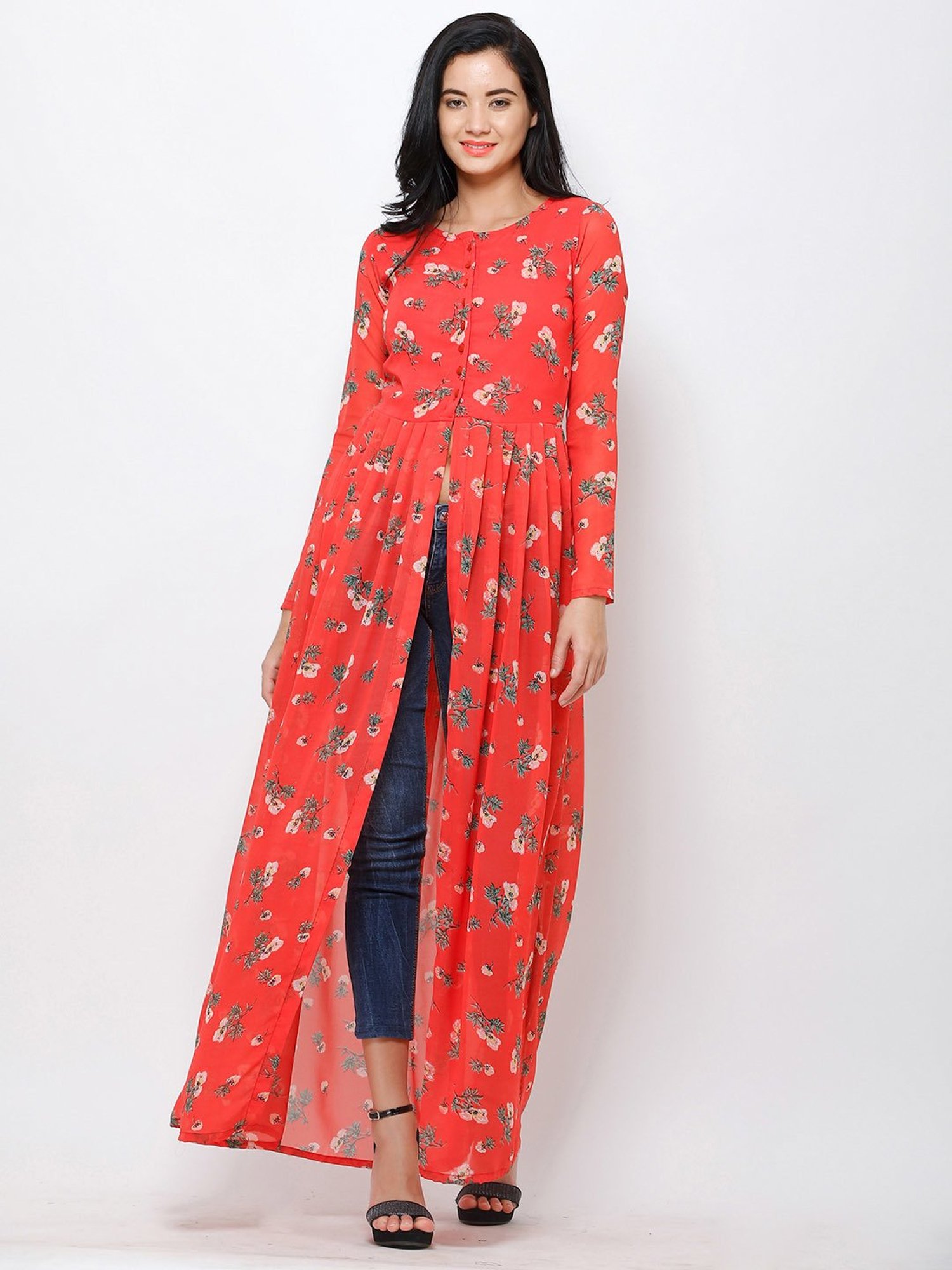 Cation Orange Floral Print Tunic