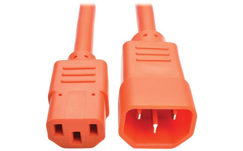 Tripp Lite 3ft Computer Power Extension Cord 10A 18 AWG C14 C13 Orange 3' - For Computer, Scanner, Printer, Monitor, Power Supply, Workstation