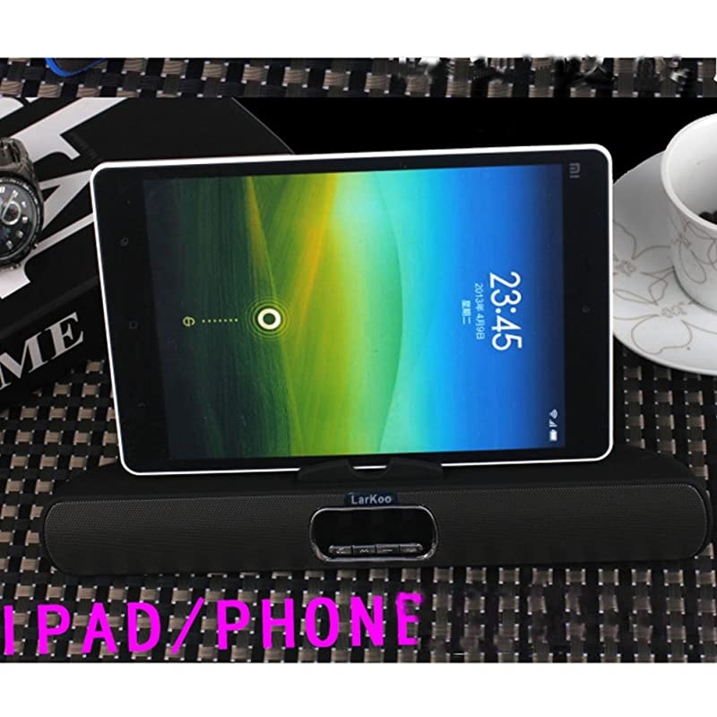 Ultra Portable Wireles Rechargeable Handsfree Bracket Bluetooth Speaker Stereo System Phone Holder Mount Stand for Android Smartphones and Tablets iPad iPhone 5S 6 6S 7 8 Plus X (Black)