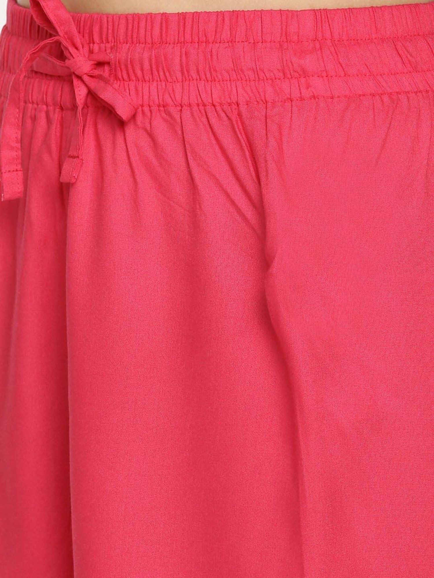 TWIN BIRDS Black & Pink Mid Rise Palazzos - Pack Of 2