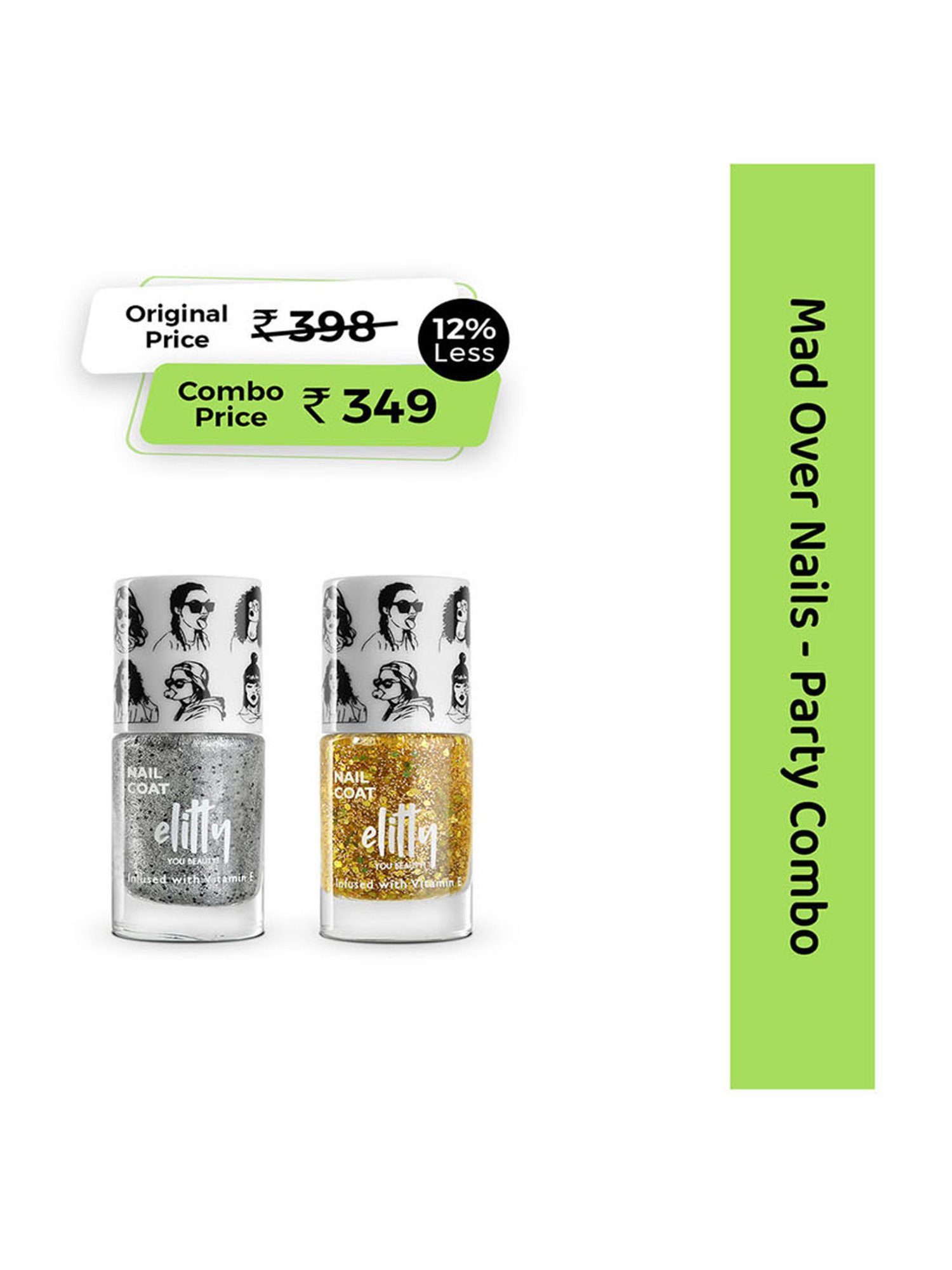 Elitty Mad Over Nails Nail Polish Party Combo - Pack of 2 - Ice Breaker, Golden Hour