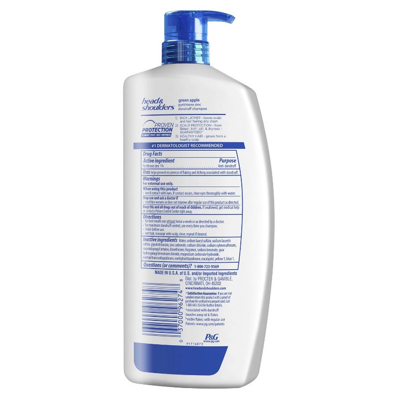 Head and Shoulders Green Apple Daily-Use Anti-Dandruff Paraben Free Shampoo, 32.1 fl oz