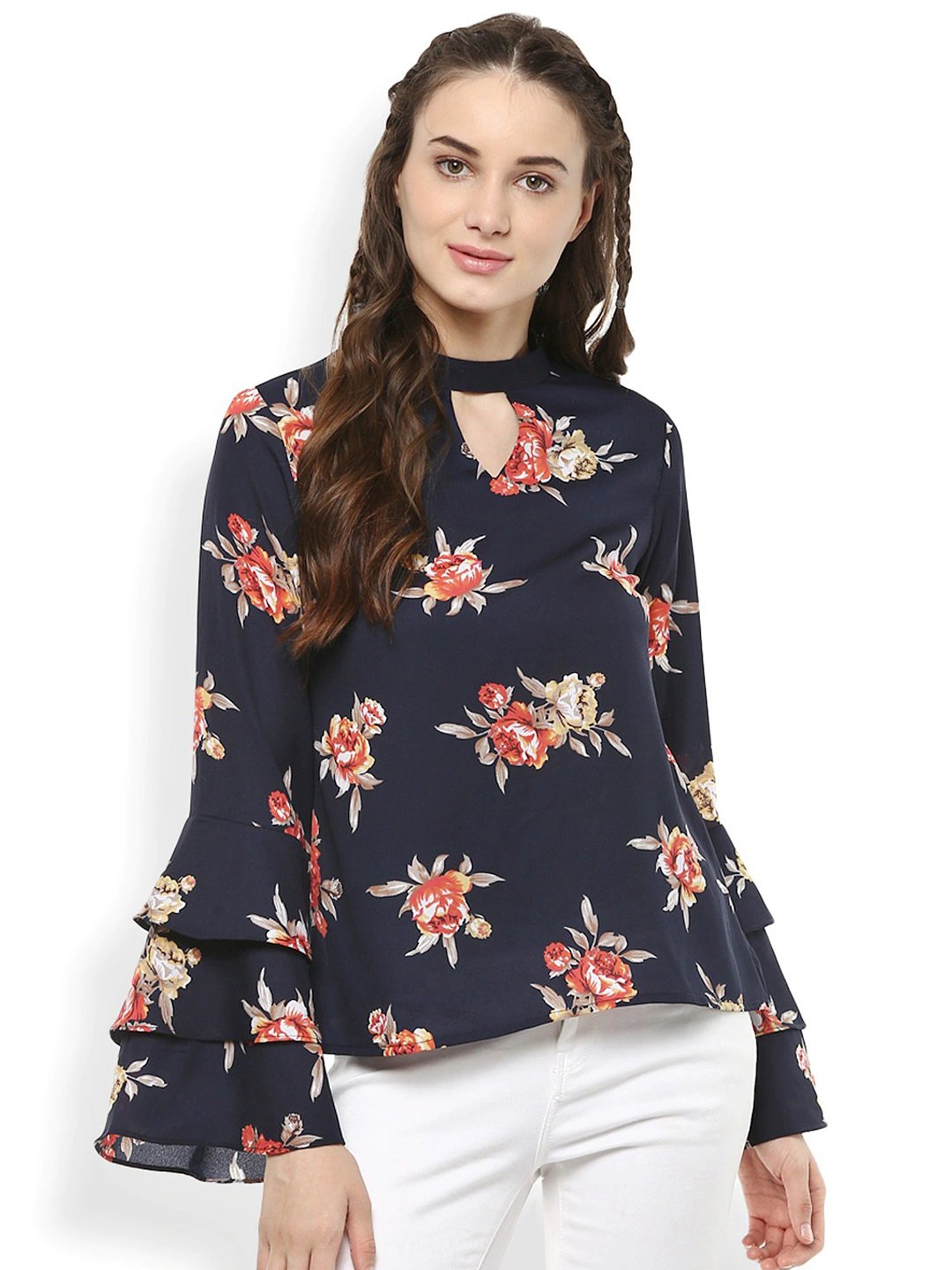 Rare Navy Floral Print Top