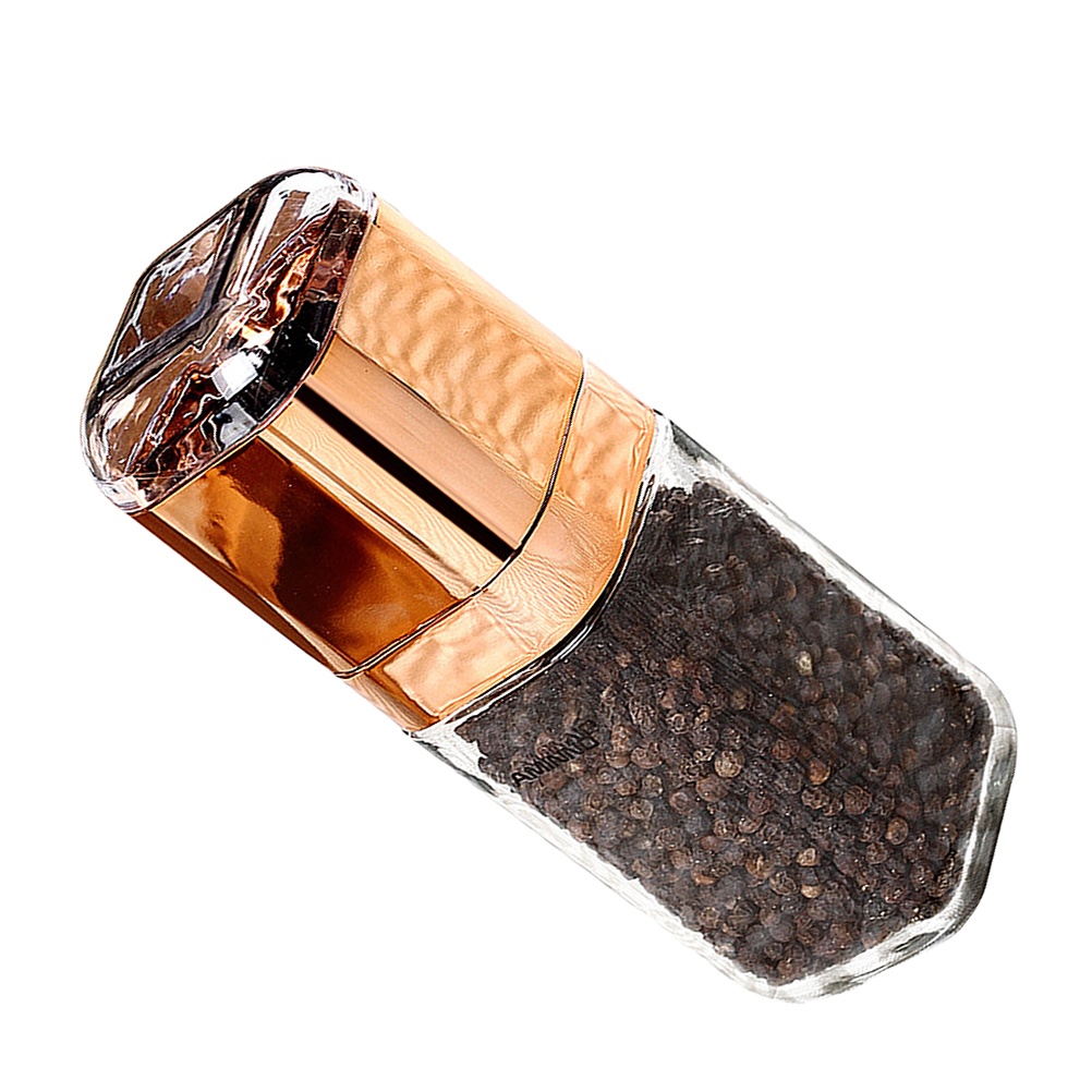 Manual Pepper Grinder Pepper Mills Glass Seasoning Storage Container Kitchen Gadget Golden