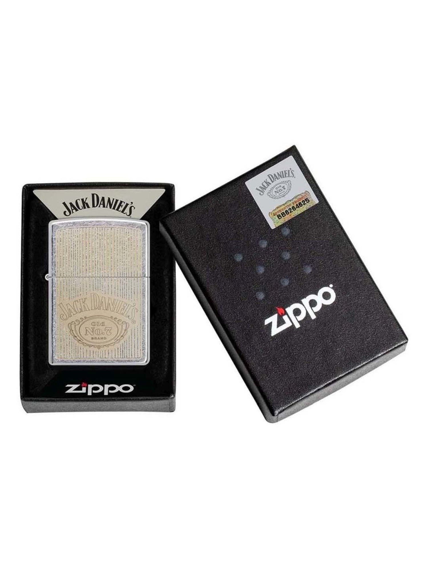 Zippo Chrome Brass Jack Daniels Windproof Pocket Lighter