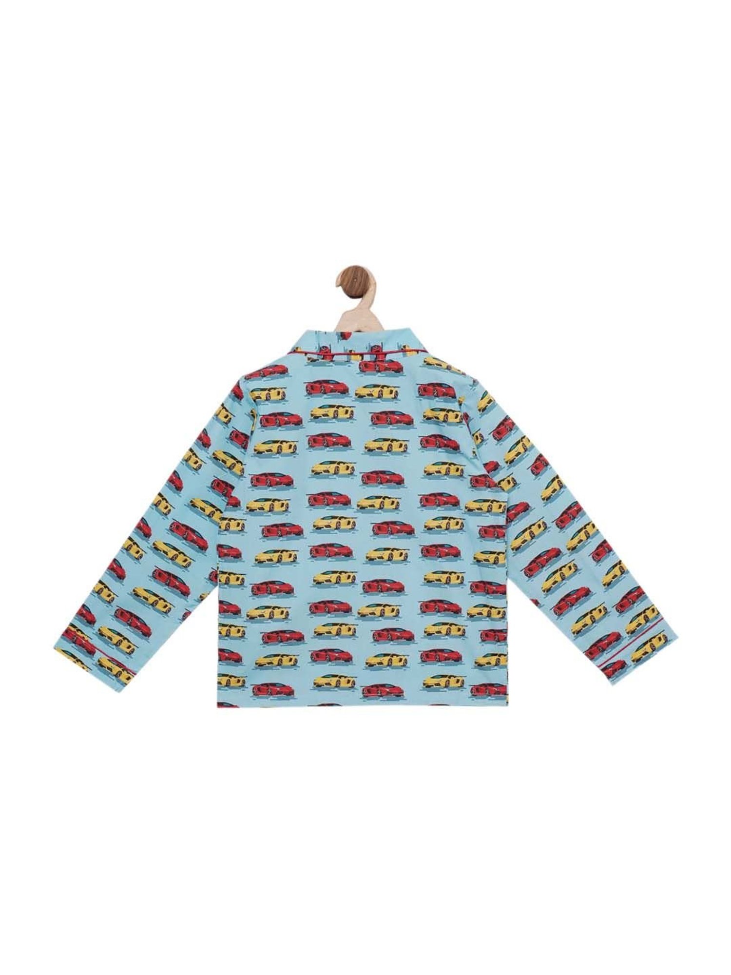 Fluffalump Boys Multicolor Cotton Printed Nightwear Top & Pants Set