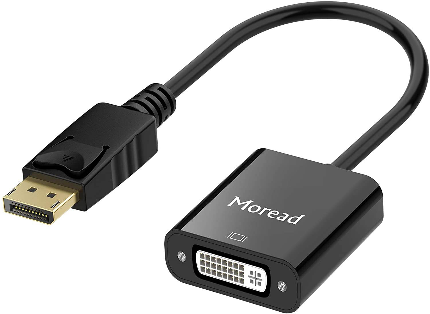Moread DisplayPort (DP) to DVI Adapter, Gold-Plated Display Port to DVI-D Adapter (Male to Female) Compatible with Computer, Desktop, Laptop, PC, Monitor, Projector, HDTV - Black