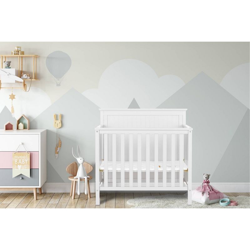 Dream On Me Jasmin 4-in-1 Convertible Mini Crib - White