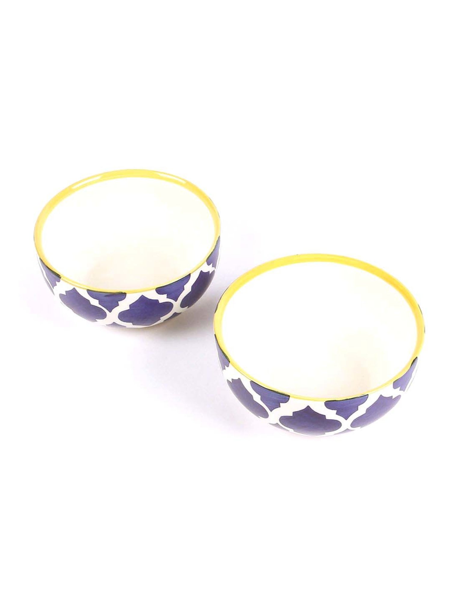 VarEesha Moroccan Blue Blue & White Ceramic Serving Bowl (0.5 L) - Set of 2