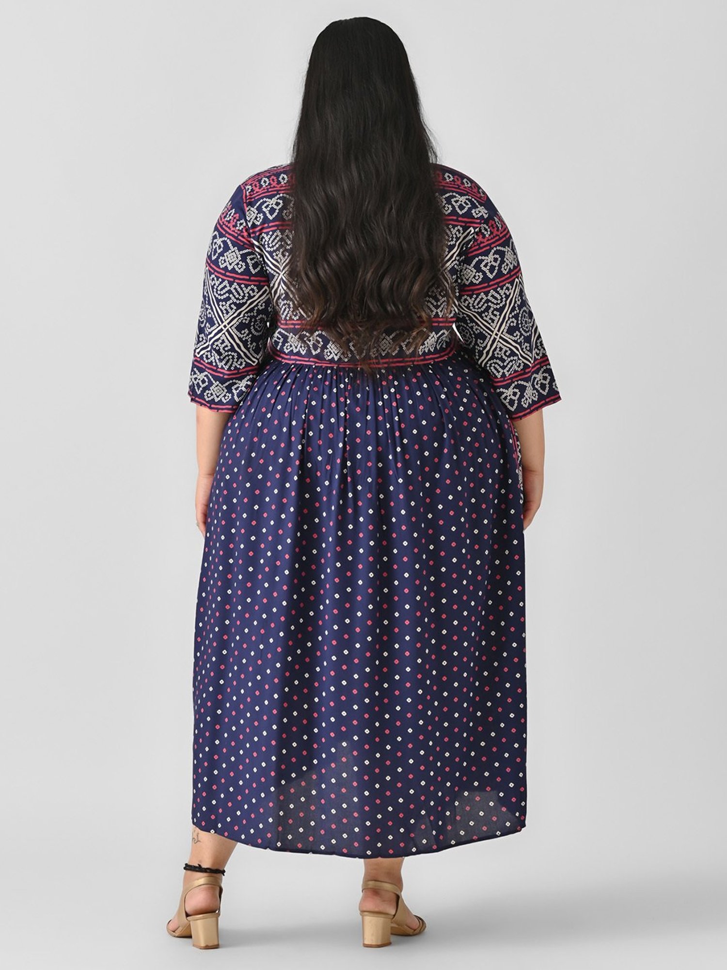 Rustorange Indigo Blue Printed Ethnic Dress