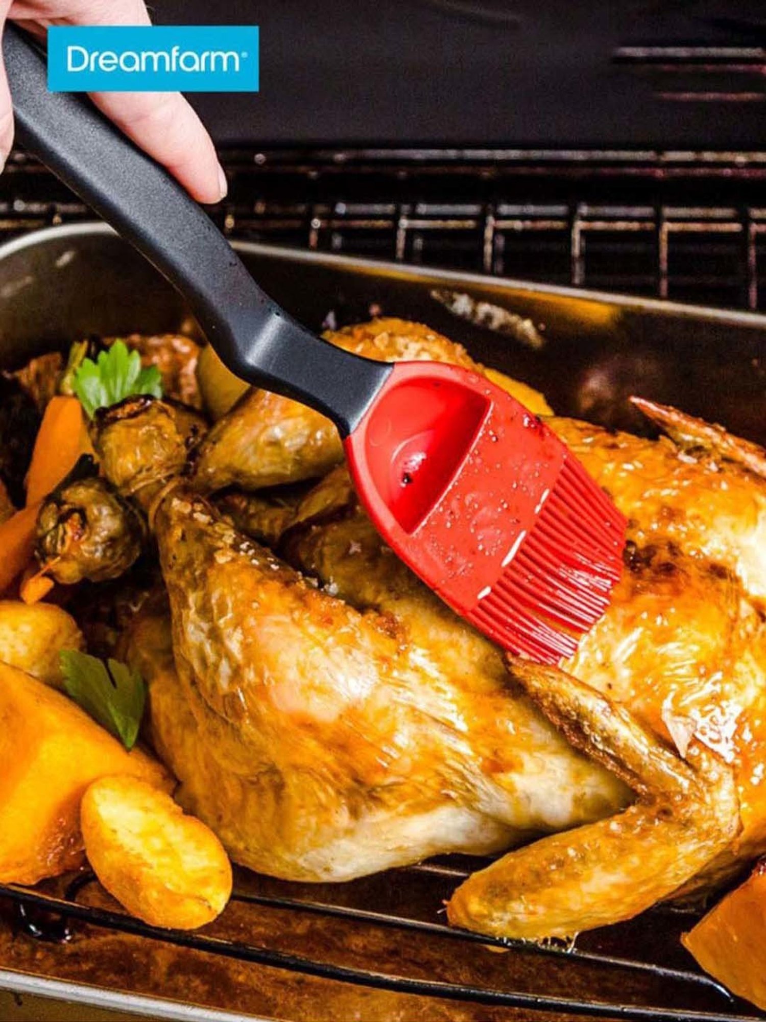 Dreamfarm Red Medium Basting Brush With Scoop Reservoir