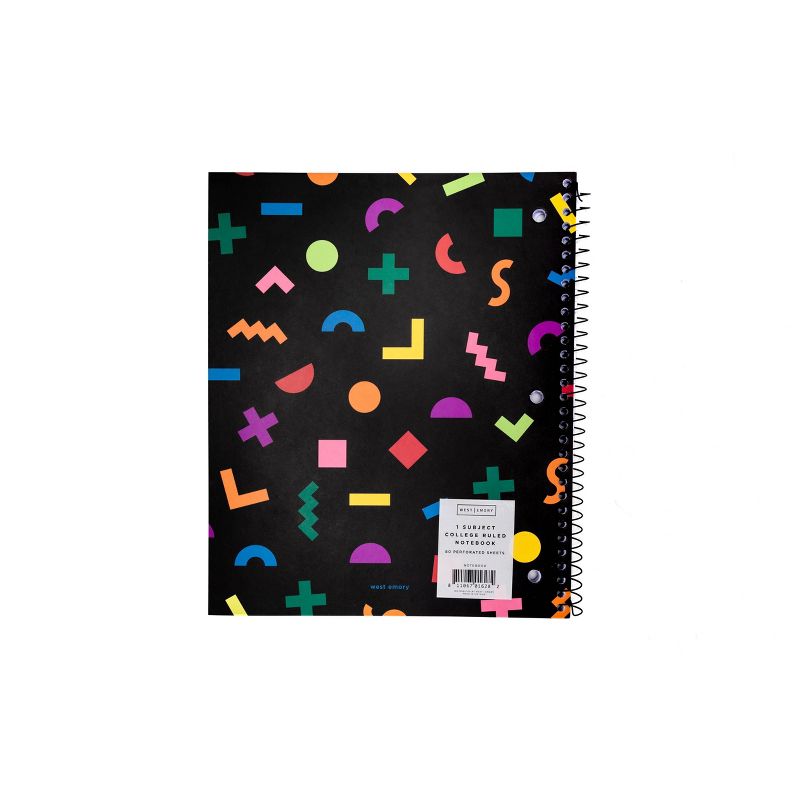 Spiral Notebook 1 Subject College Ruled Black Shapes - West Emory