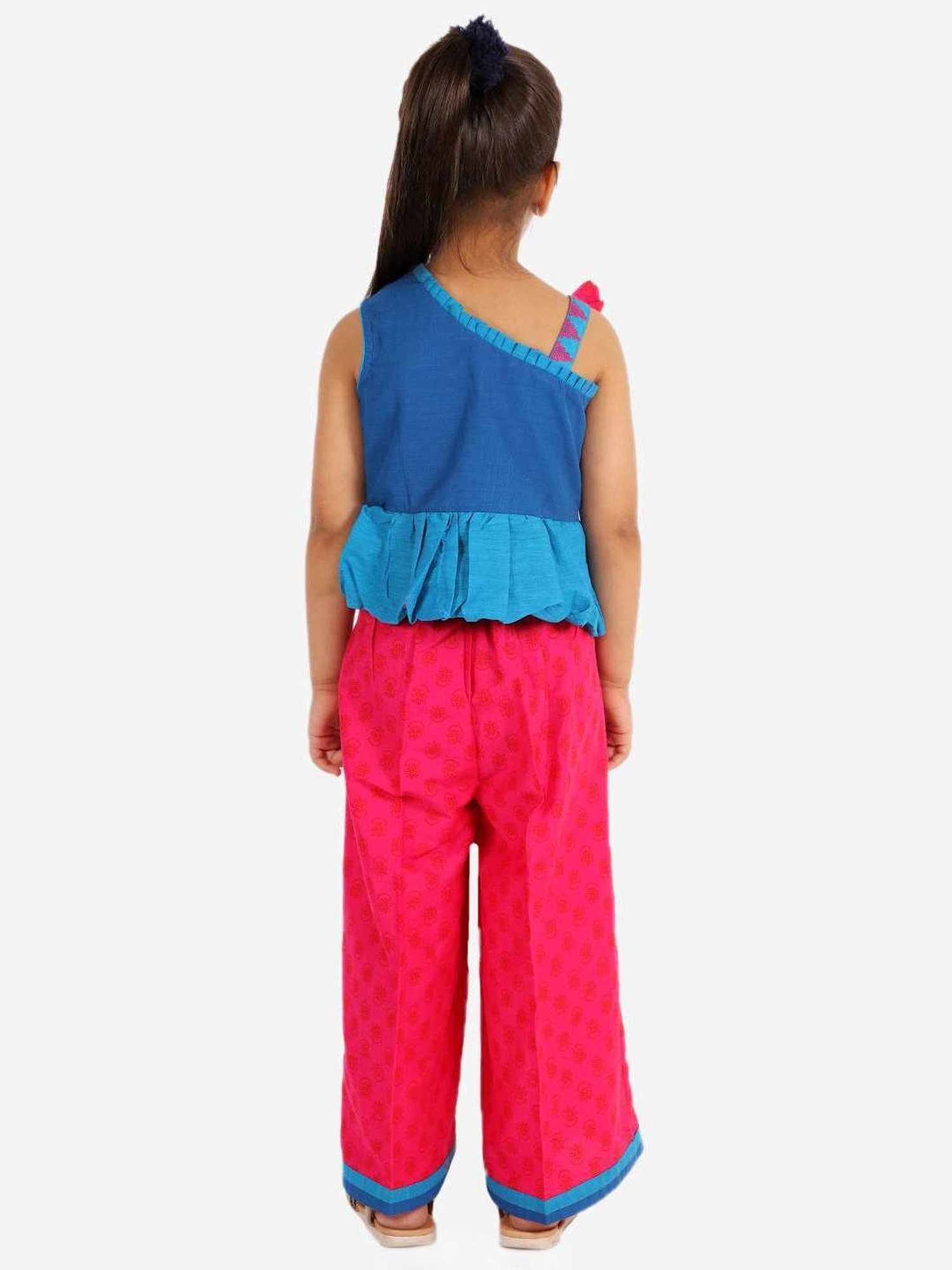 TWISHA Kids Blue & Pink Embroidered Top Set