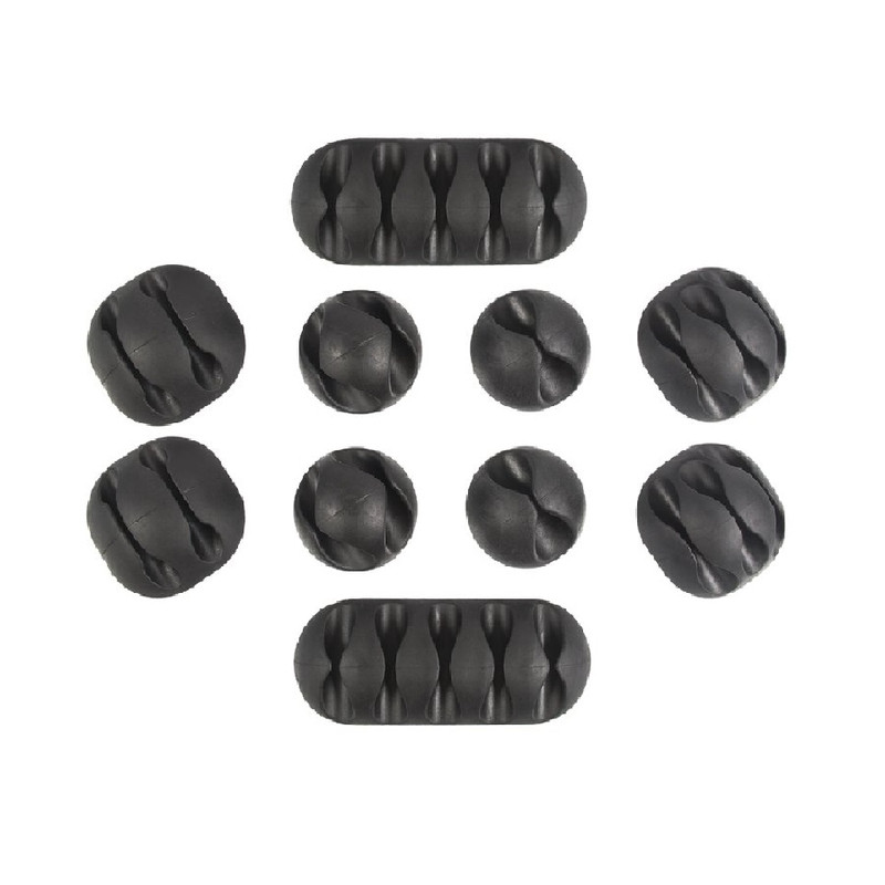 QualGear Multipurpose Cable Clips Holders, Black, 10 Pack, CCH-B-10-B