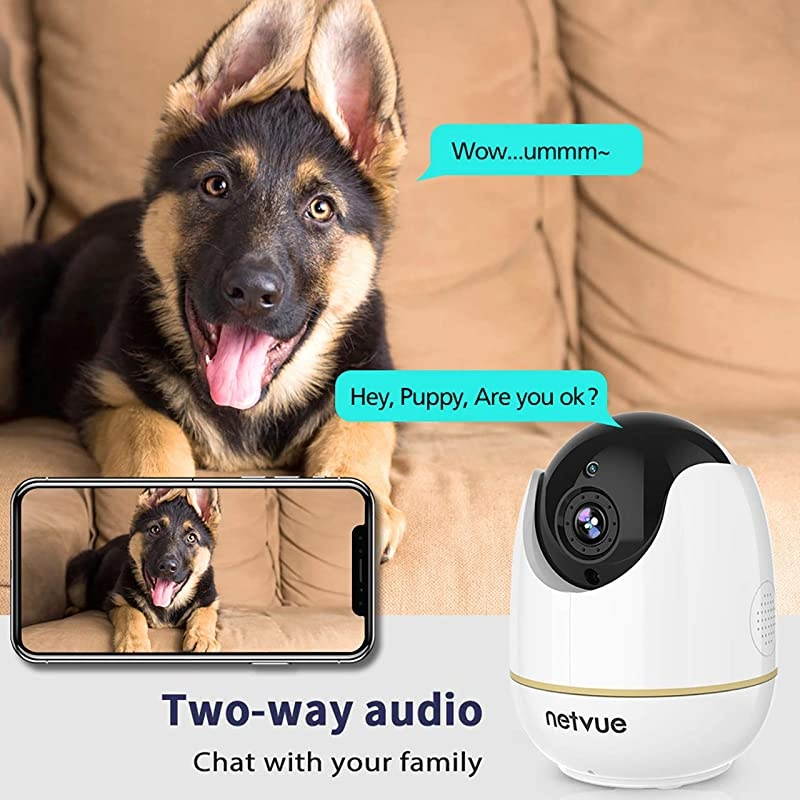 Camera - 1080P Camera with Phone App, Pan/Tilt/Zoom Home Camera with 2-Way Audio, AI Human Detection, Night Vision, Cloud Storage/TF Card, Compatible with Alexa, Camera for Pets/Baby