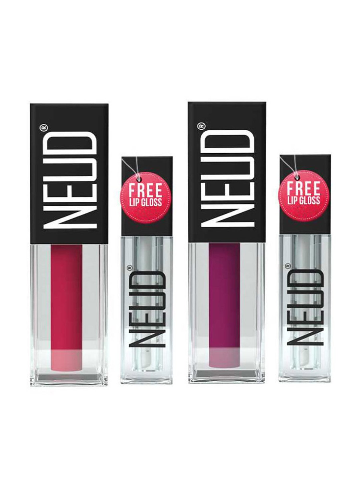 Neud Matte Liquid Lipstick Combo Boss Lady & Hottie Crush with Two Lip Gloss Free