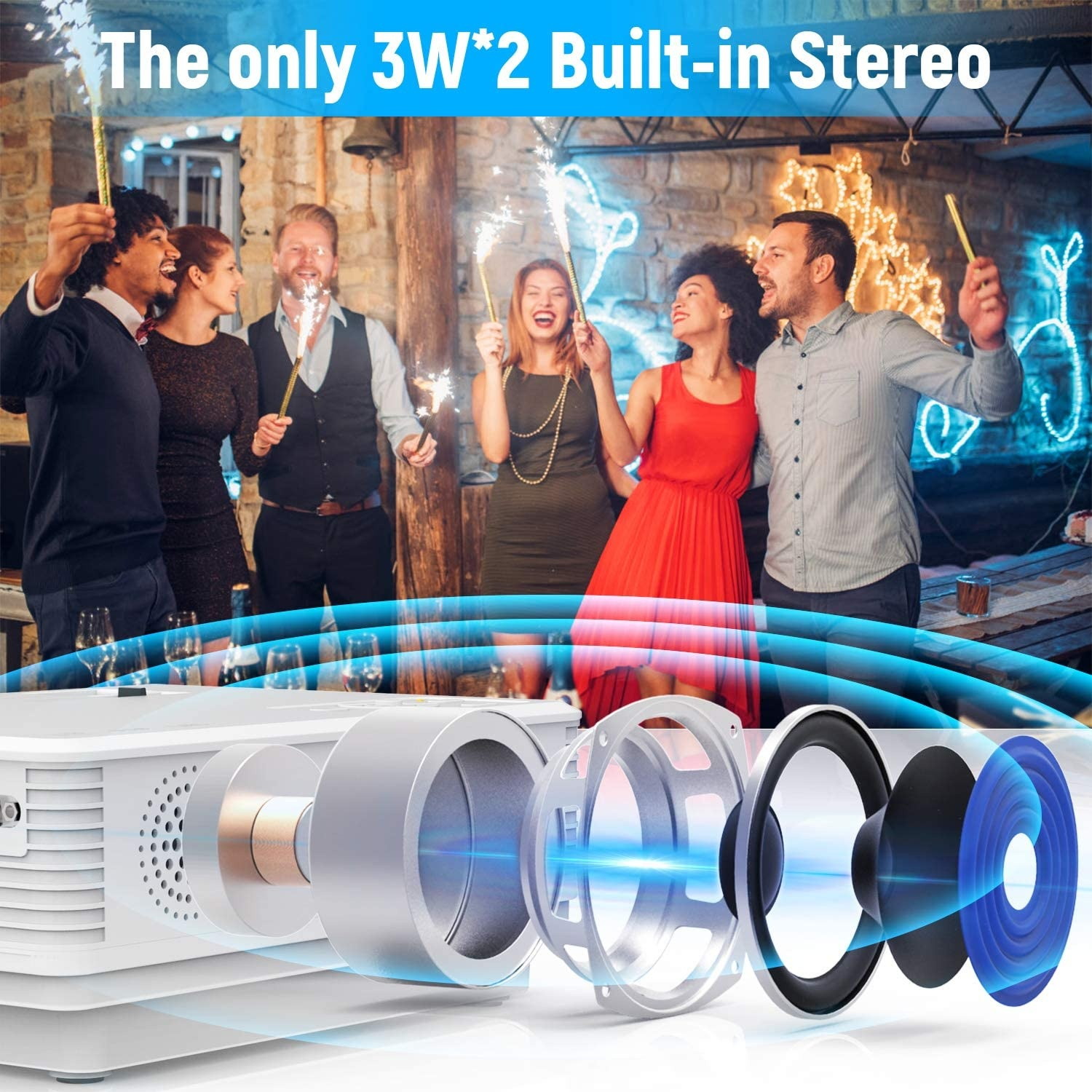 2020 Latest Projector, Mini Video Projector with 4500 LUX, 1080P Supported, Portable Outdoor Movie Projector, 176" Display Compatible with TV Stick, HDMI, USB, VGA, AV for Home Entertainment