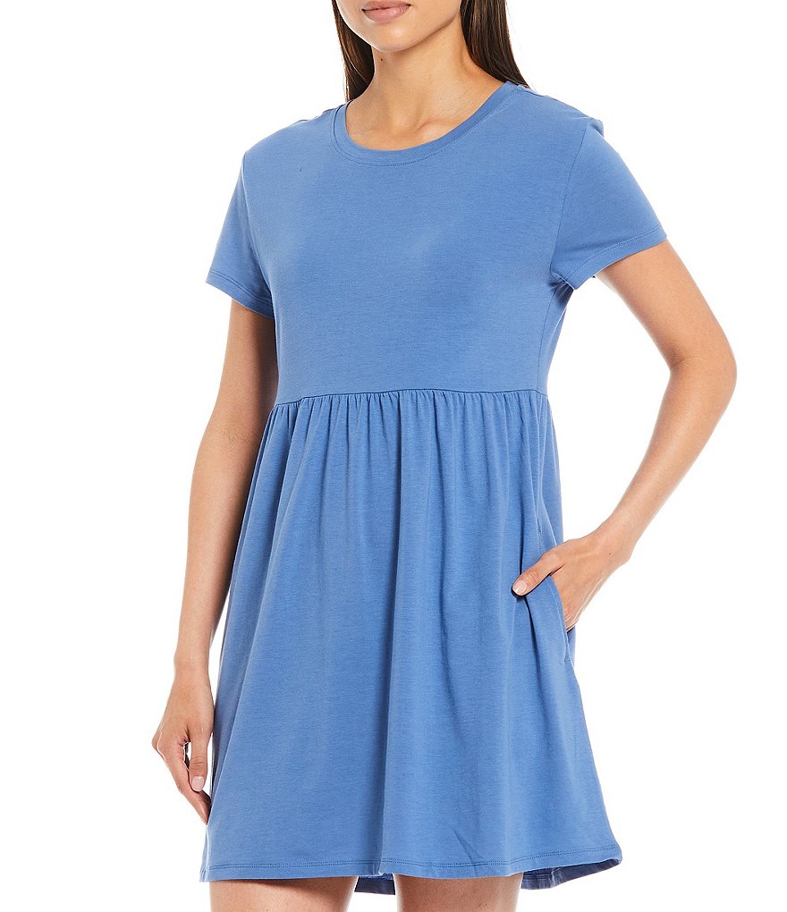Jasmine & Ginger Solid Jersey Knit Lounge Babydoll Dress